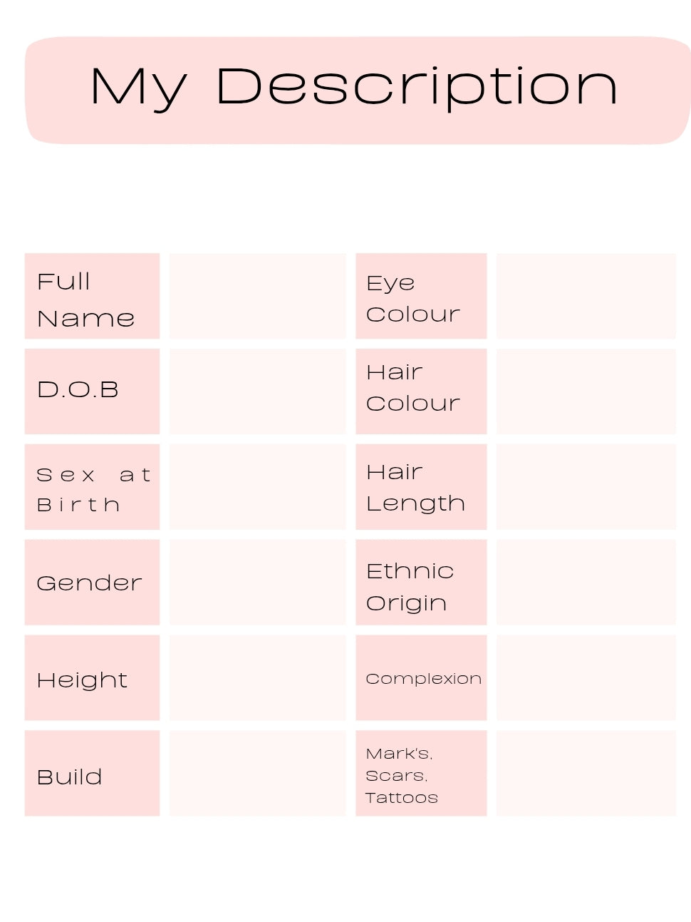 Getting To Know Me and My Emotions- printable download