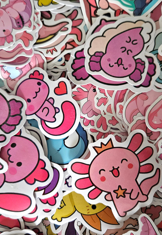 5 random Axolotl Stickers